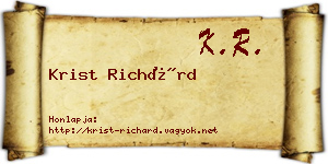 Krist Richárd névjegykártya